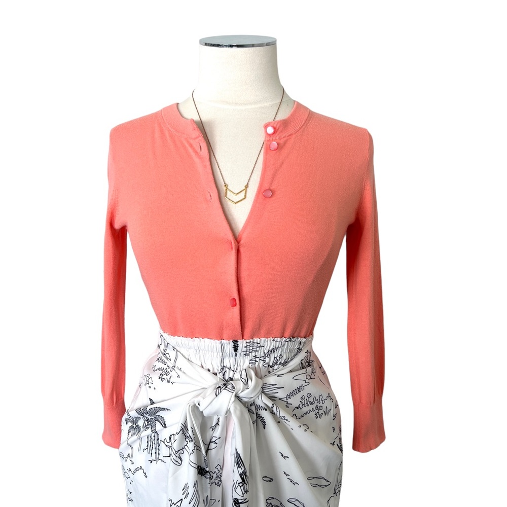 J. CREW FACTORY Cotton Cardigan Style 14041 3/4 Sleeve Coral Sz XS